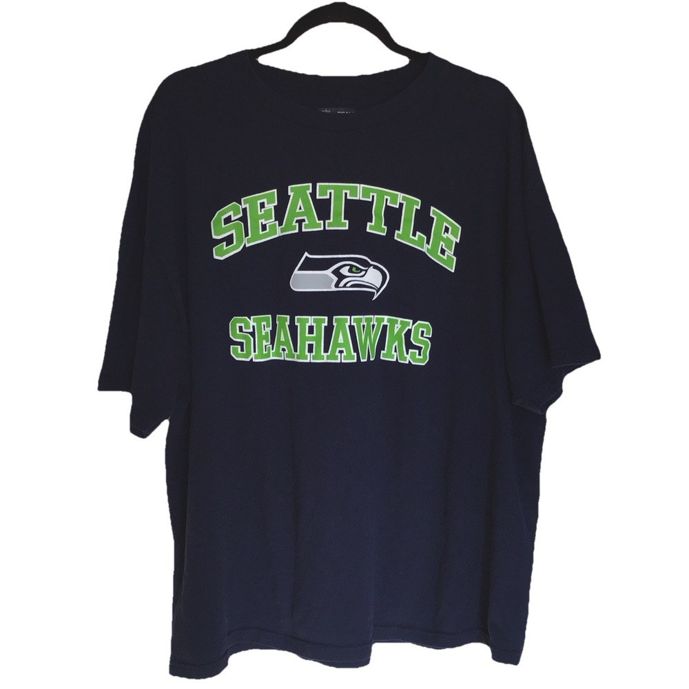 Seattle Seahawks Navy Blue Majestic T Shirt Men's Excellent fit Size XXL